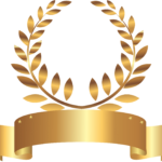 Gold Leaf with Gold curved Ribbon Circle Logo PNG-Transparent Image